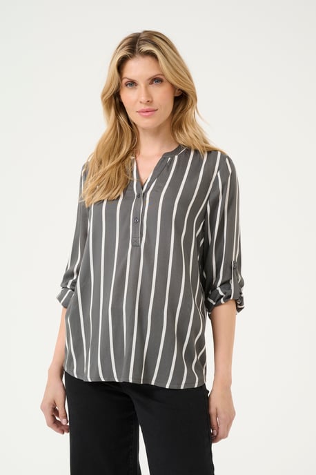 Blouse met lange mouwen Regular fit Black Oyster/Chalk Stripe black white - Image 2