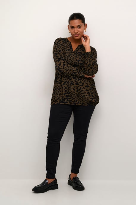 Blouse with long sleeve Regular fit Major Brown_Black Leopard - Image 1