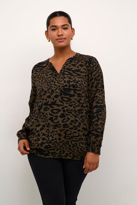 Blouse with long sleeve Regular fit Major Brown_Black Leopard - Image 3