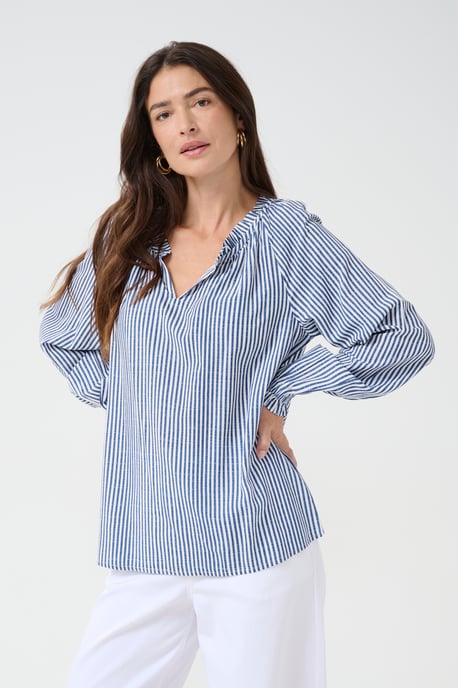Blouse with long sleeve Regular fit Blue Milkboy - Image 3