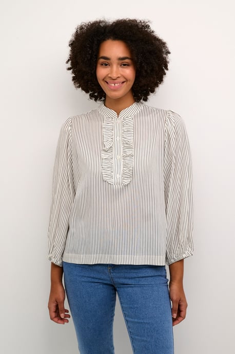 Blouse met lange mouwen Regular fit Turtledove/Black Stripe white black - Image 2