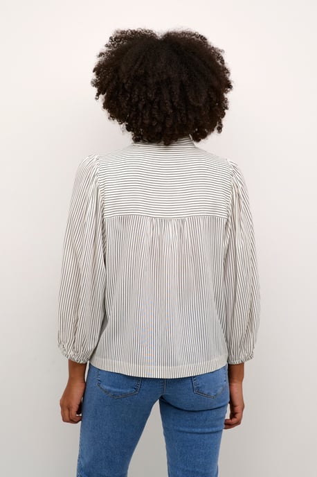 Blouse met lange mouwen Regular fit Turtledove/Black Stripe white black - Image 3