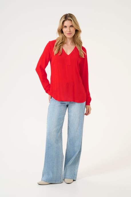 Blouse with long sleeve Regular fit Fiery Red - Image 2