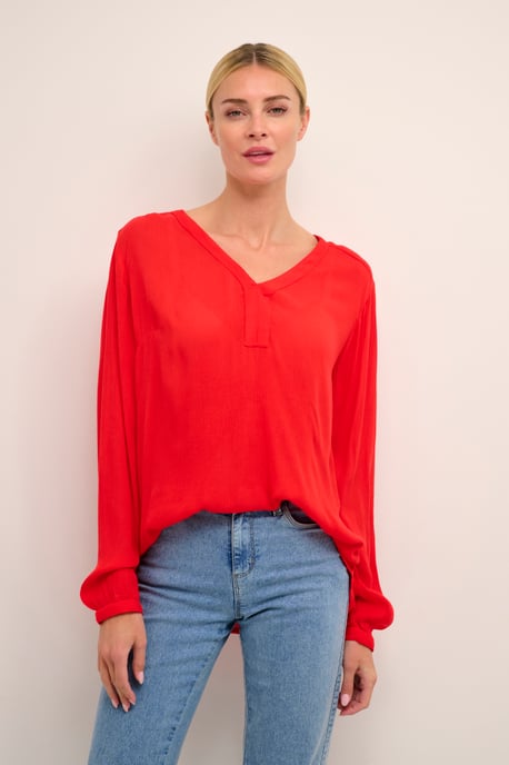 Blouse with long sleeve Regular fit Fiery Red - Image 3