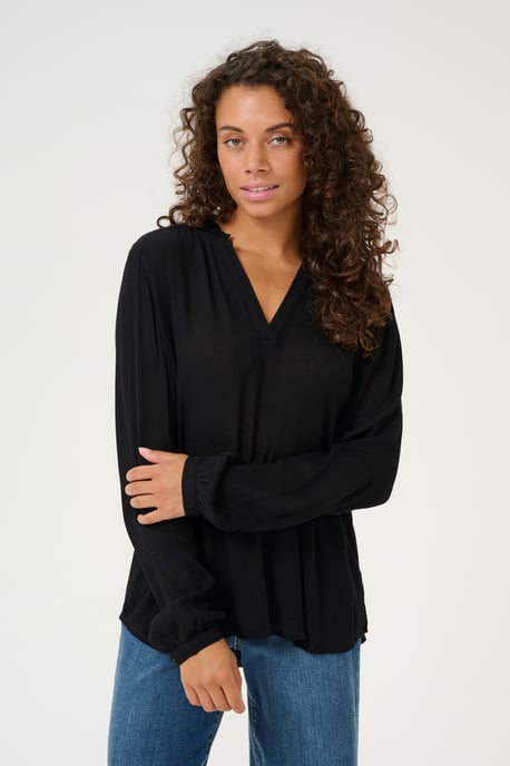Blouse with long sleeve Regular fit Black Deep - Image 3