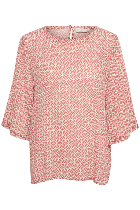 Blouse met lange mouwen Regular fit Dusty red / chalk leaf white red - Image 4