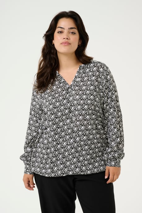 Blouse with long sleeve Regular fit Black/Moonstruck Retro Print - Image 3