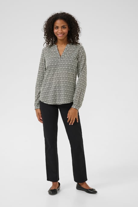 Blouse met lange mouwen Regular fit Black / Chalk Fan Print black white - Image 2
