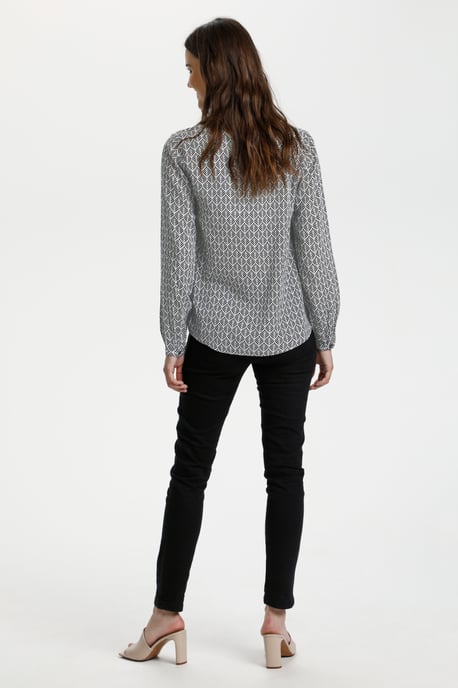 Blouse met lange mouwen Regular fit Black / Chalk Fan Print black white - Image 3