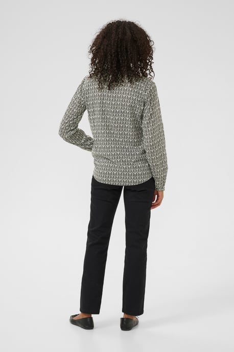 Blouse met lange mouwen Regular fit Black / Chalk Fan Print black white - Image 4