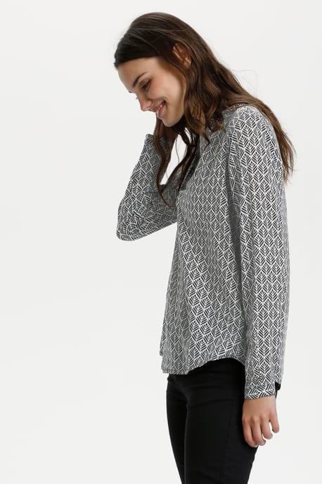 Blouse met lange mouwen Regular fit Black / Chalk Fan Print black white - Image 5