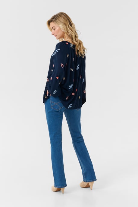 Blouse met lange mouwen Loose fit Dress blue with mulitcolor emb blue - Image 2
