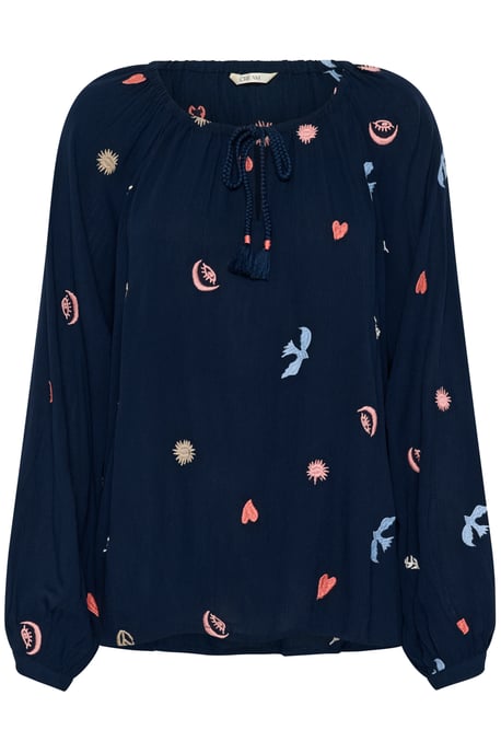 Blouse met lange mouwen Loose fit Dress blue with mulitcolor emb blue - Image 4