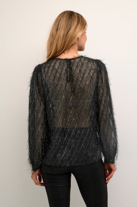 Blouse with long sleeve Relaxed fit Black - Image 2