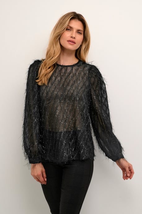 Blouse with long sleeve Relaxed fit Black - Image 3