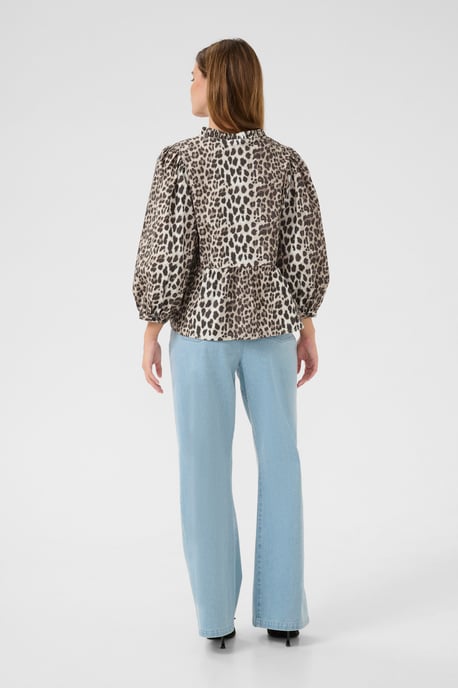 Blouse with long sleeve Feminine Silhouette Ulrike print - Simply taupe - Image 2