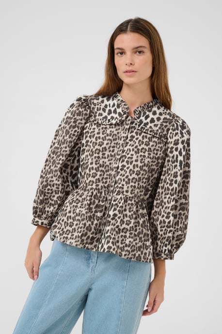 Blouse with long sleeve Feminine Silhouette Ulrike print - Simply taupe - Image 3