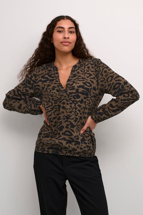 Blouse met lange mouwen Regular fit Major Brown/Black Leopard - Image 2