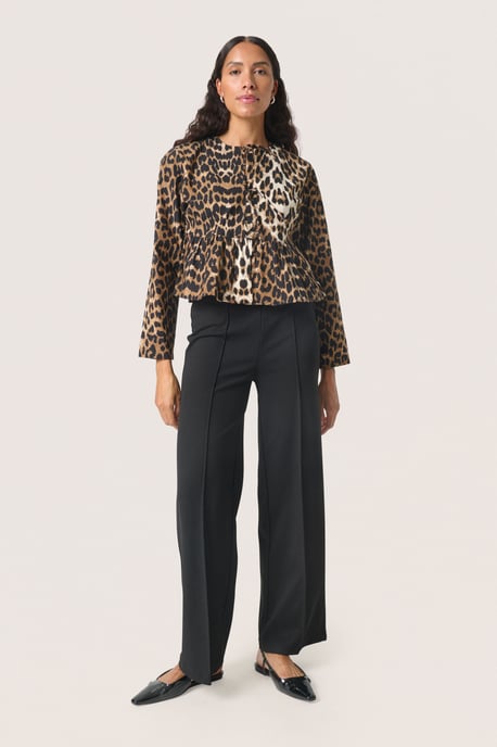 Blouse with long sleeve Feminine Silhouette Leopard Pattern - Image 2