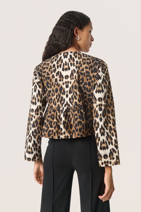 Blouse with long sleeve Feminine Silhouette Leopard Pattern - Image 3