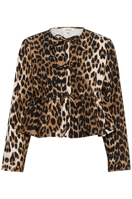 Blouse with long sleeve Feminine Silhouette Leopard Pattern - Image 4