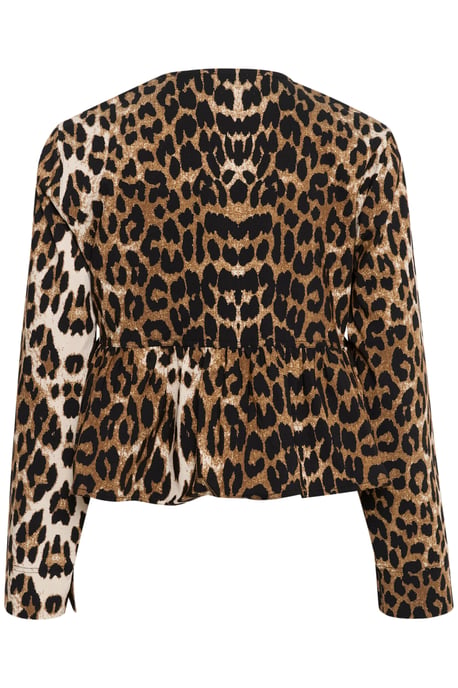 Blouse with long sleeve Feminine Silhouette Leopard Pattern - Image 5