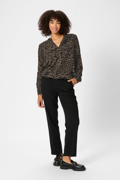 Blouse with long sleeve Regular fit Brown/Black Flower Print - Image 3
