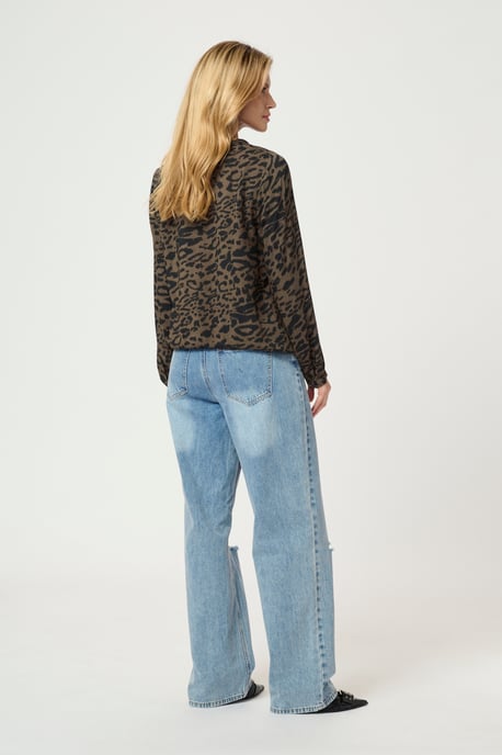 Blouse with long sleeve Regular fit Brown/Black Flower Print - Image 4