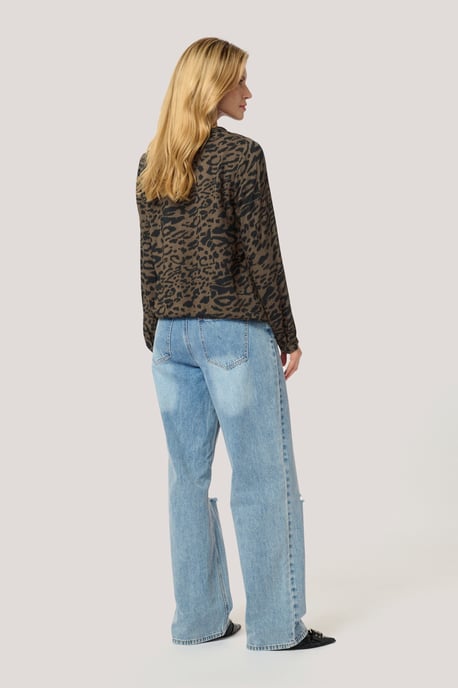 Blouse with long sleeve Regular fit Brown/Black Flower Print - Image 5