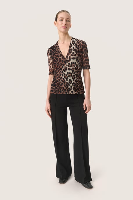 Blouse with long sleeve Feminine Silhouette Leopard Pattern - Image 1