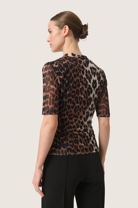 Blouse with long sleeve Feminine Silhouette Leopard Pattern - Image 3