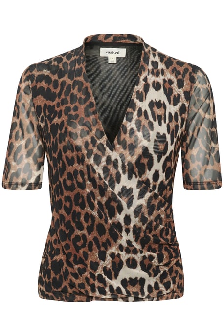 Blouse with long sleeve Feminine Silhouette Leopard Pattern - Image 4