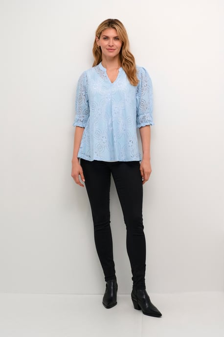 Blouse with long sleeve Relaxed fit Cashmere Blue - Image 2