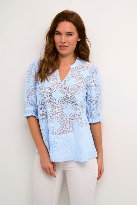 Blouse with long sleeve Relaxed fit Cashmere Blue - Image 3