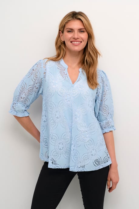 Blouse with long sleeve Relaxed fit Cashmere Blue - Image 4