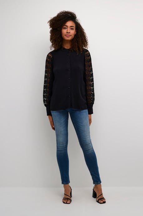 Blouse with long sleeve Relaxed fit Black - Image 2