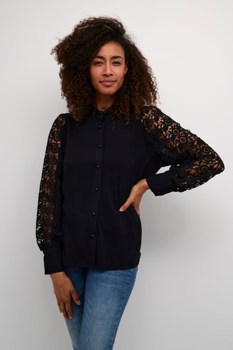 Blouse with long sleeve Relaxed fit Black - Image 4