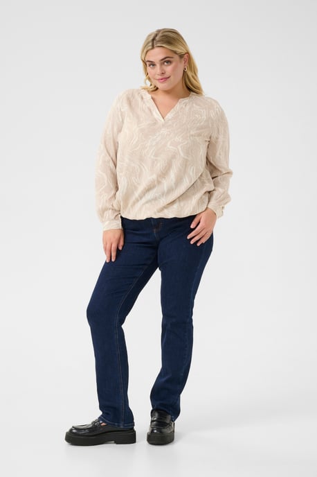 Blouse with long sleeve Regular fit Feather Gray,Chalk Print - Image 1