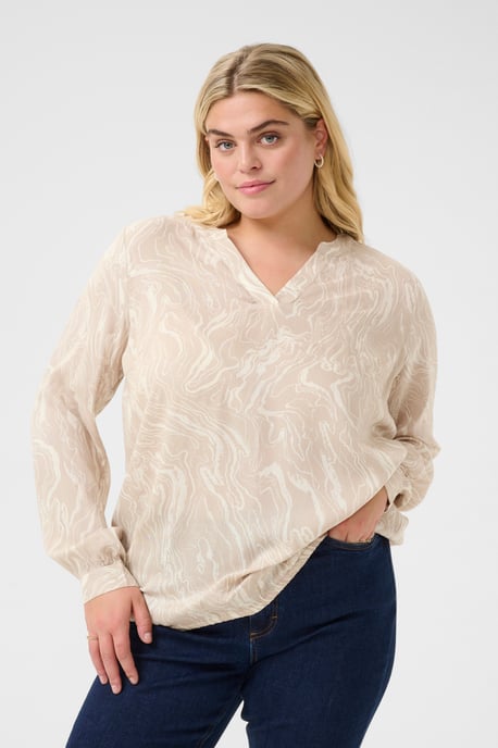 Blouse with long sleeve Regular fit Feather Gray,Chalk Print - Image 3