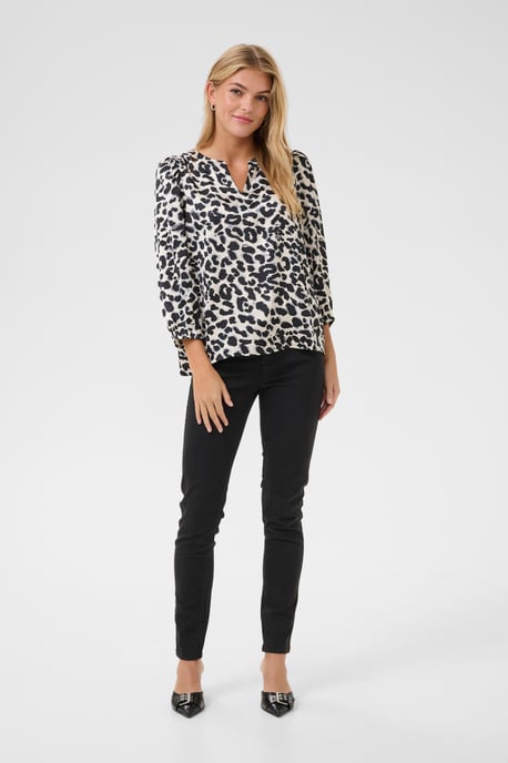 Blouse with long sleeve Loose fit Grey Leopard - Image 1
