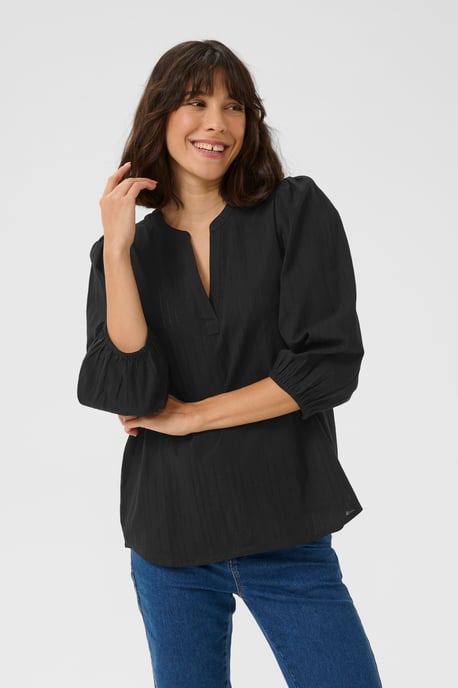Blouse with long sleeve Regular fit Black Deep - Image 3