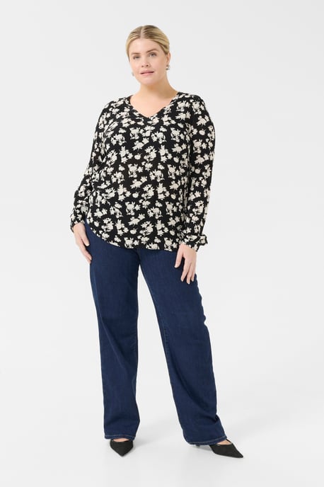 Blouse with long sleeve Regular fit Black/Turtledove Flower Print - Image 1