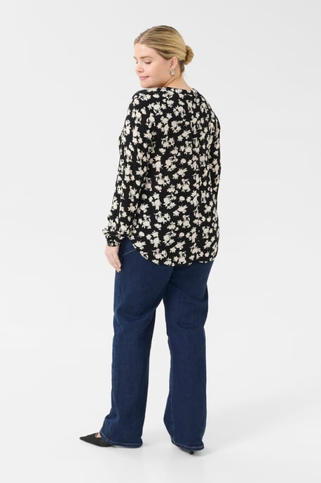 Blouse with long sleeve Regular fit Black/Turtledove Flower Print - Image 2