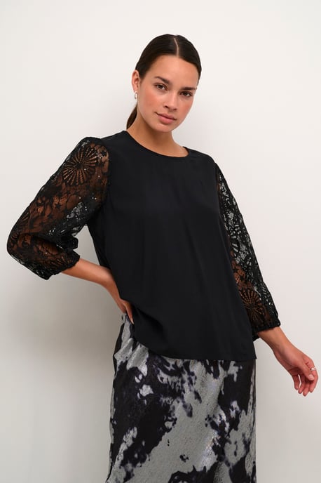 Blouse with long sleeve Regular fit Black Deep - Image 2