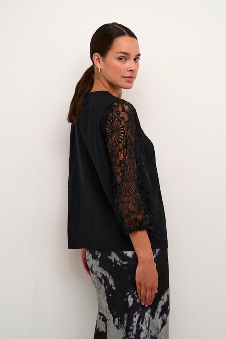 Blouse with long sleeve Regular fit Black Deep - Image 3