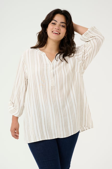 Blouse with long sleeve Regular fit Chalk / Chinchilla Stripe - Image 3