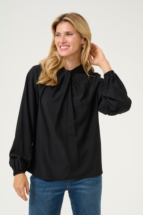 Blouse with long sleeve Relaxed fit Black - Image 3