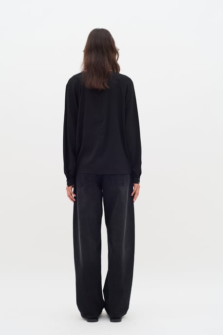 Blouse met lange mouwen Regular fit Blac - Image 2