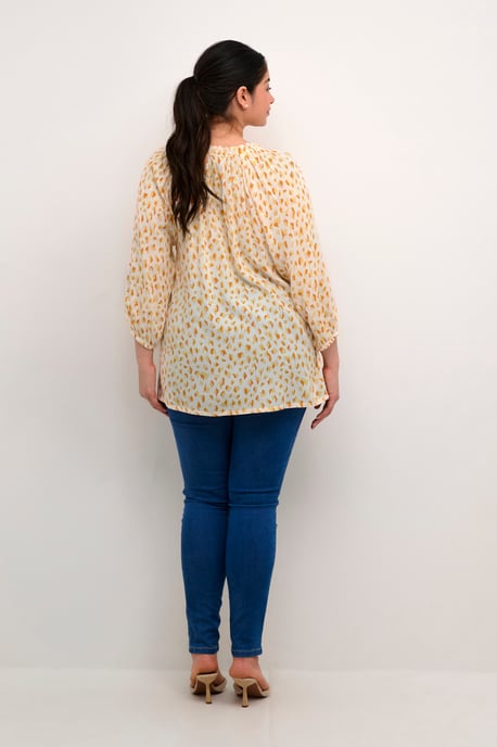Blouse with long sleeve Regular fit White/Orange Graphic Dots - Image 2