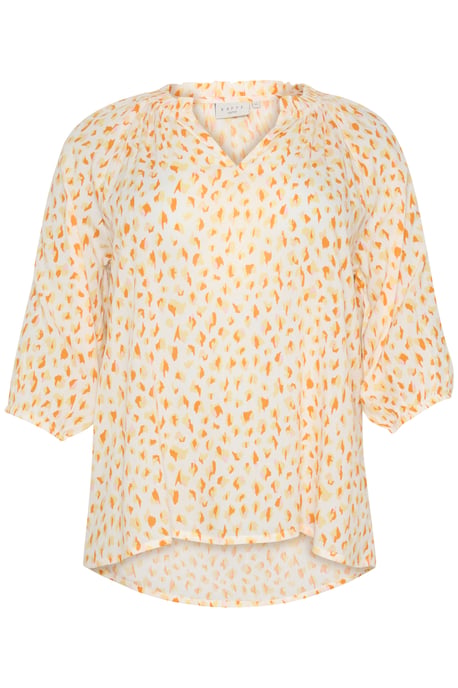 Blouse with long sleeve Regular fit White/Orange Graphic Dots - Image 4